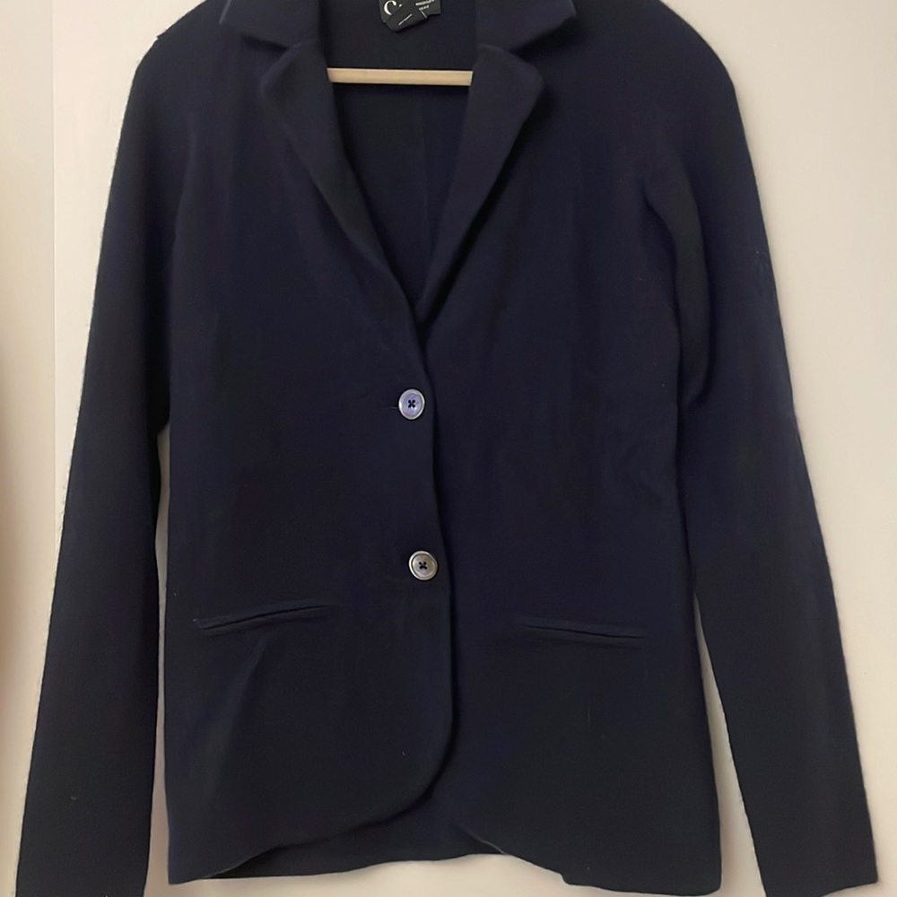 Blue cashmere sweater blazer